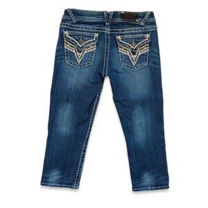 Vigoss Jeans The New York Capri Midrise Cropped Dark Wash Stretch Juniors Size 7